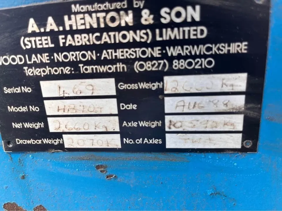 Henton 10 Ton Grain Trailer